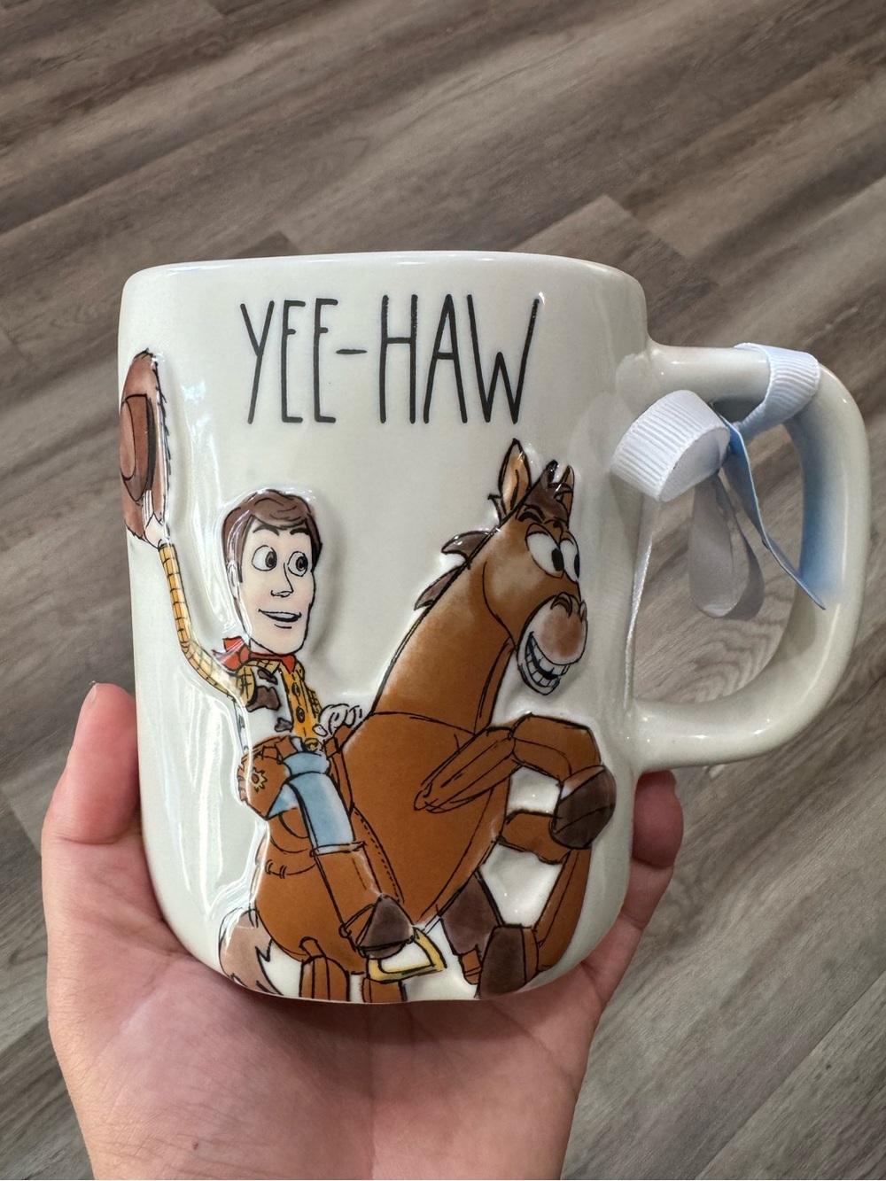 Rae Dunn Pixar TOY STORY Woody and Bullseye YEE-HAW Coffee Mug NWT & New Release